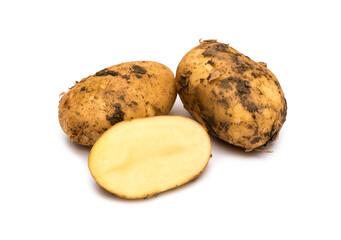 Potatoes on a white background