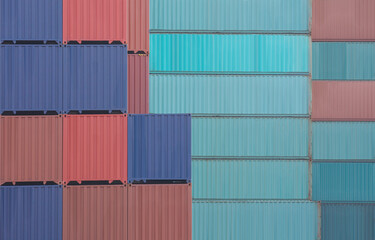 Colorful stack of container shipping at dockyard