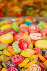 Fototapeta na wymiar Sweets on street market, colorful candy in outdoor shop