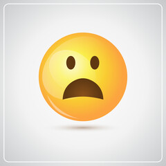 Yellow Cartoon Face Shocked People Emotion Icon Flat Vector Illustration