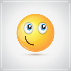 Yellow Smiling Cartoon Face Positive People Emotion Icon Flat Vector Illustration
