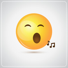 Yellow Smiling Cartoon Face Positive People Emotion Icon Flat Vector Illustration