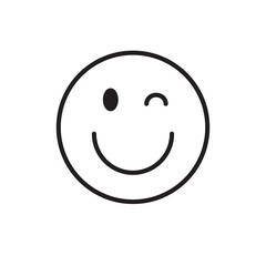 Smiling Cartoon Face Wink Positive People Emotion Icon Vector Illustration
