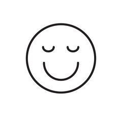 Smiling Cartoon Face Closed Eyes Positive People Emotion Icon Vector Illustration