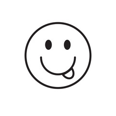 Smiling Cartoon Face Show Tongue Positive People Emotion Icon Vector Illustration