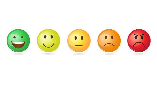 Colorful Smiling Cartoon Face Positive People Emotion Icon Set Vector Illustration