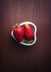Two strawberries in the heart