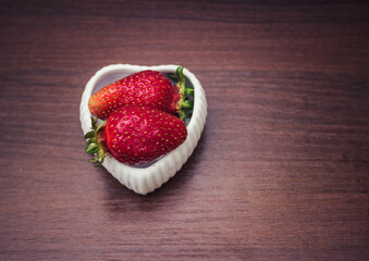 Two strawberries in the heart
