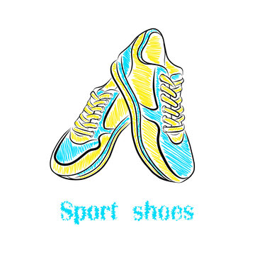 Sports shoes .Fitness shoes vector. 