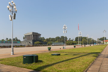 Hanoi , Vietnam - Decamber 07, 2016 : Ho Chi Minh Mausoleum in Ba Dinh Square is one of the most visited attractions in Hanoi..