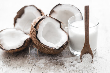 coconut on wooden background
