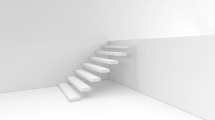 White stair abstract background. 3d illustration.