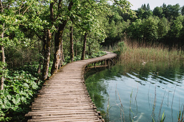 Wooden path through Plitvice lakes, Croatia