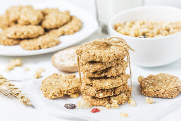 sweet homemade cookie with oat flakes