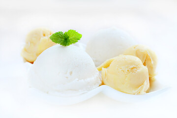 Coconut ice cream is sweet food.