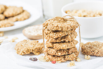 sweet homemade cookie with oat flakes