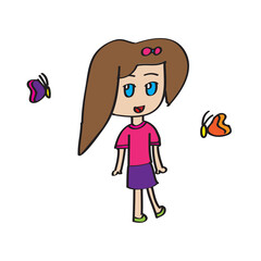 Cute Little Girl in Spring