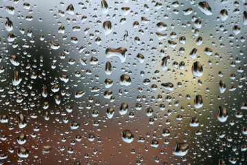 Rain drops on window , rainy day