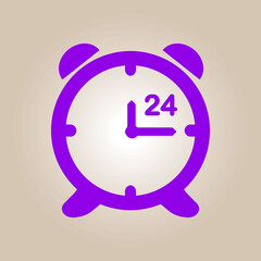 Open hours a day. Clock face. Flat design style.