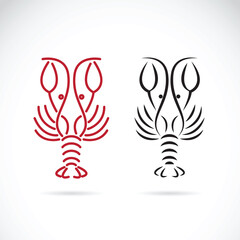 Vector of lobster shrimp design on white background, Aquatic animals.