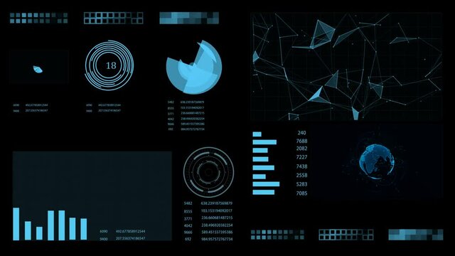 HUD. Futuristic Interface with animated digital earth and diagrams