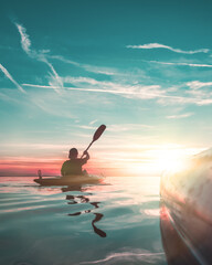 side view on kayak and on kayaker