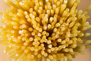 close up pile of spaghetti with a blurry background. Selective focus.
