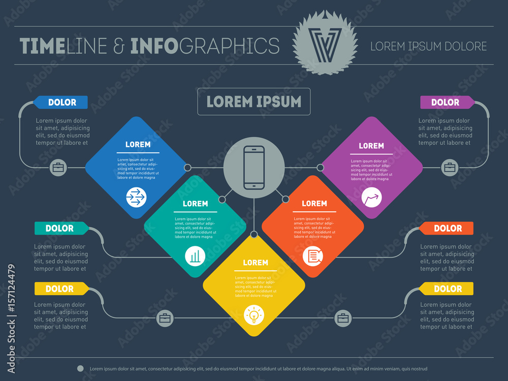 Poster business presentation concept with 5 options. web template of a info chart or diagram. vector infogr