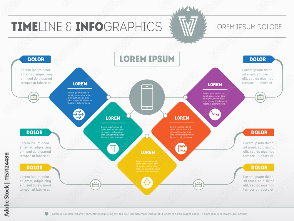 Poster business presentation concept with five options. web template of a info chart or diagram. vector inf