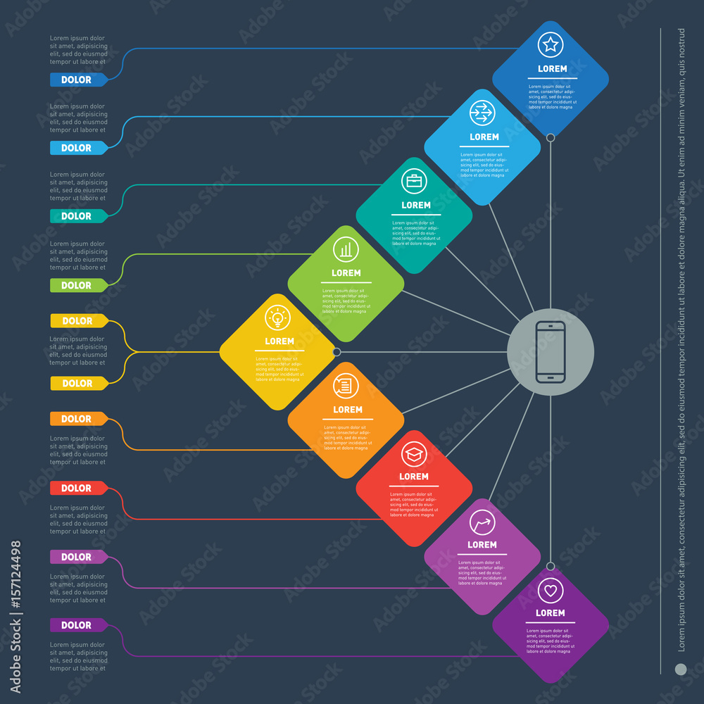 Poster business presentation concept with 9 options. web template of a info chart or diagram. vector web in