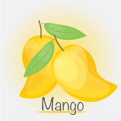 Yellow mango, Vector illustration.