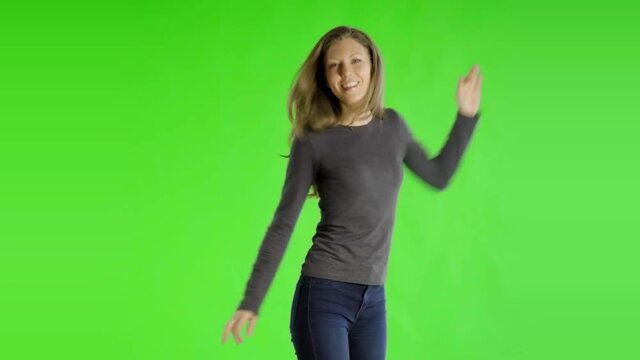 caucasian woman greenscreen cut out casual