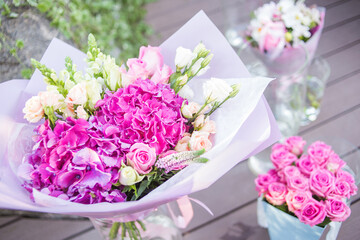 fresh flowers is outside