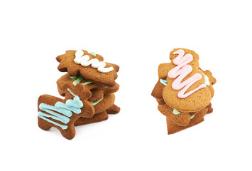 Pile of glazed gingerbreads isolated
