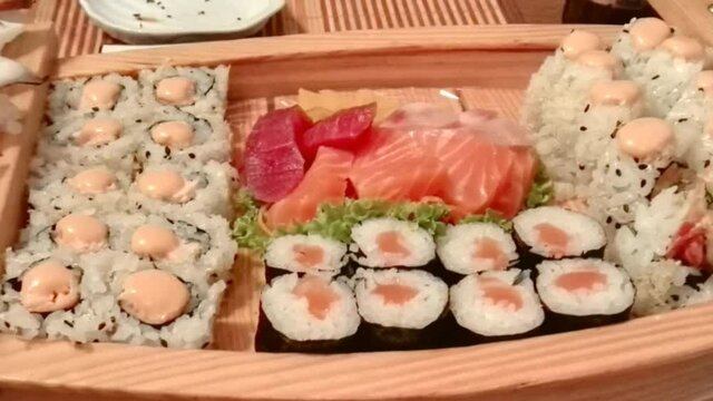 Sushi tracking shot