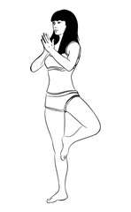 Woman makes yoga exercise. Vector image