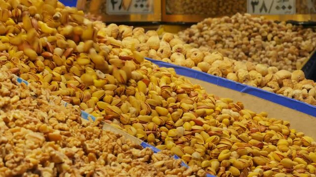 Various nuts for sale at Tehran Grand Bazaar, Iran