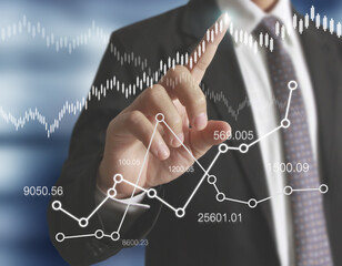  financial symbols coming from hand