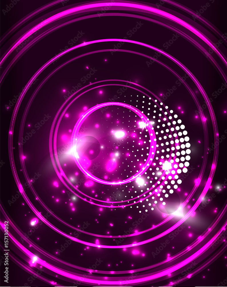 Poster neon circles abstract background