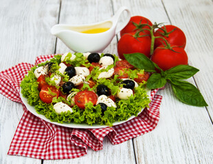 salad with mozarella cheese and vegetables