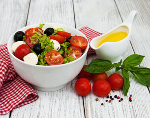 salad with mozarella cheese and vegetables