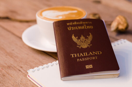 Closeup of passport held by tourist