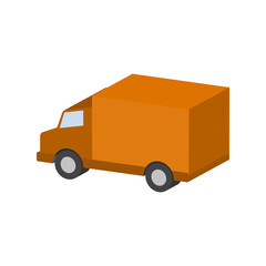 Delivery van, commercial vehicle symbol. Flat Isometric Icon or Logo. 3D Style Pictogram for Web Design, UI, Mobile App, Infographic.