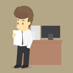 Student business men intend to work, write down the information