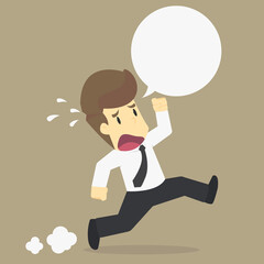 Businessman running away from the problem