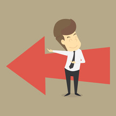 A businessman invitation to follow the arrows