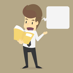 A businessman reading book , presentation