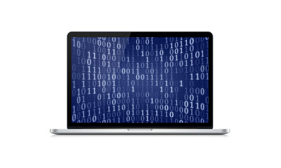 Laptop with binary code