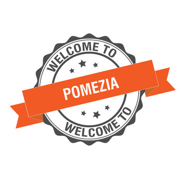 Welcome to Pomezia stamp illustration