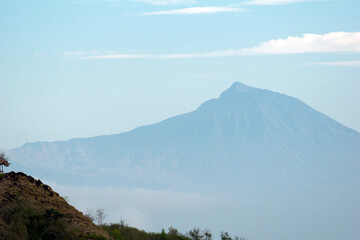 View of Mount Rinjani from Gerupuk village in Lombok island, Indonesia